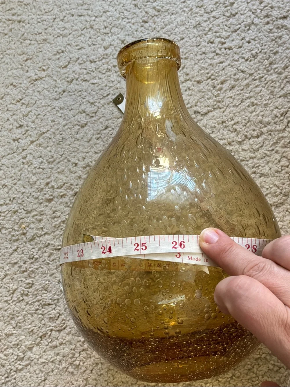 Amber Bubble-Texture Glass Vase - Home Accents